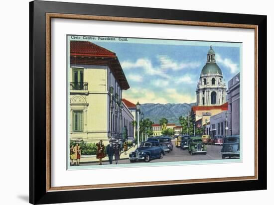 Pasadena, California - Civic Centre Scene-Lantern Press-Framed Art Print