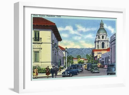 Pasadena, California - Civic Centre Scene-Lantern Press-Framed Art Print