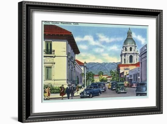 Pasadena, California - Civic Centre Scene-Lantern Press-Framed Art Print