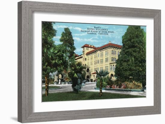 Pasadena, California - Exterior View of Hotel Pasadena-Lantern Press-Framed Art Print