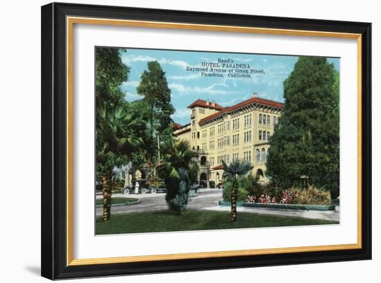 Pasadena, California - Exterior View of Hotel Pasadena-Lantern Press-Framed Art Print