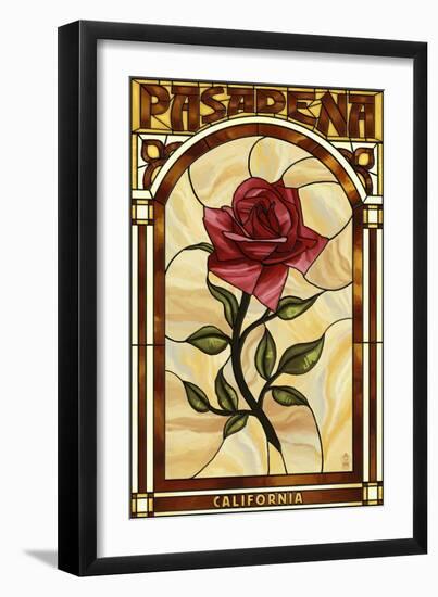 Pasadena, California - Rose Stained Glass-Lantern Press-Framed Art Print