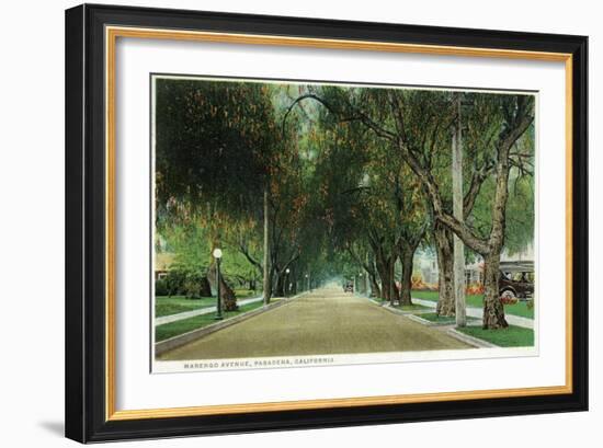 Pasadena, California - View Down Marengo Avenue-Lantern Press-Framed Art Print