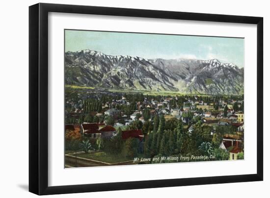 Pasadena, California - View of Mt. Lowe and Mt. Wilson-Lantern Press-Framed Art Print