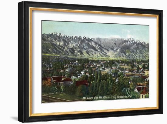 Pasadena, California - View of Mt. Lowe and Mt. Wilson-Lantern Press-Framed Art Print