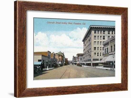 Pasadena, California - Western View Down Colorado Street-Lantern Press-Framed Art Print