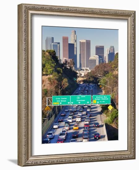 Pasadena Freeway (CA Highway 110) Leading to Downtown Los Angeles, California, USA-Gavin Hellier-Framed Photographic Print