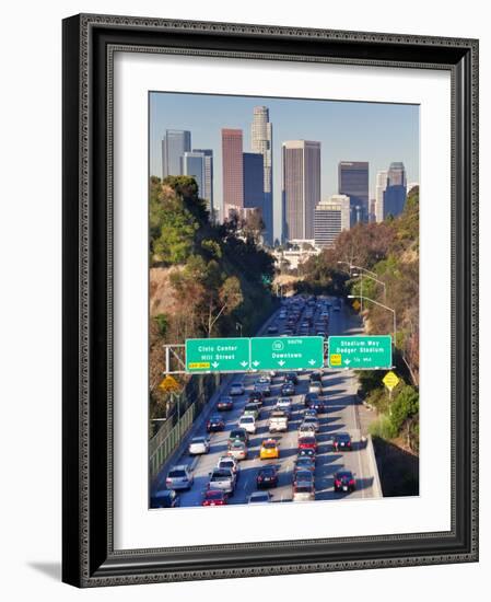 Pasadena Freeway (CA Highway 110) Leading to Downtown Los Angeles, California, USA-Gavin Hellier-Framed Photographic Print