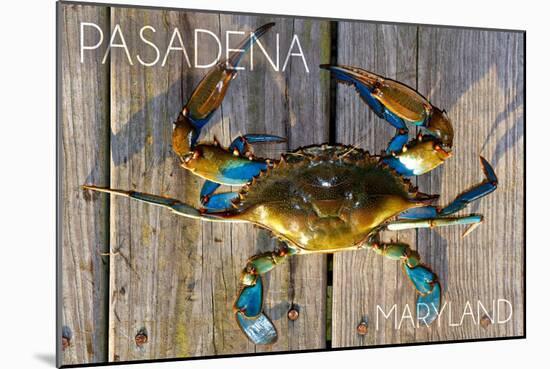 Pasadena, Maryland - Blue Crab on Dock-Lantern Press-Mounted Art Print