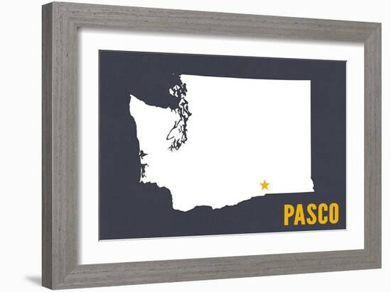 Pasco, Washington - Home State - White on Gray-Lantern Press-Framed Art Print