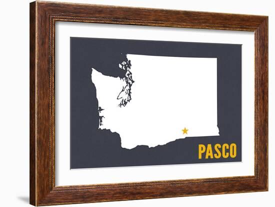 Pasco, Washington - Home State - White on Gray-Lantern Press-Framed Art Print