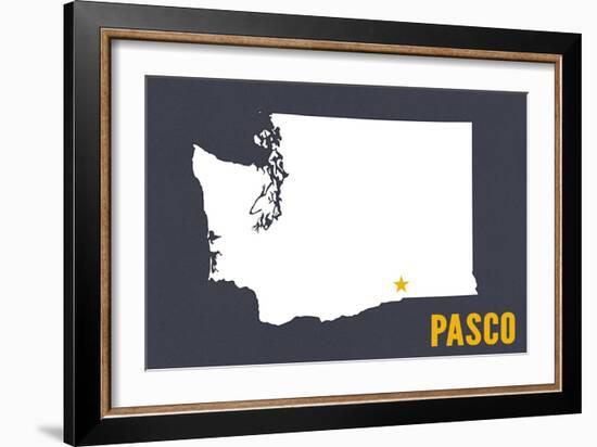 Pasco, Washington - Home State - White on Gray-Lantern Press-Framed Art Print