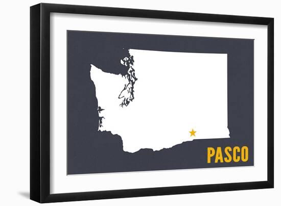 Pasco, Washington - Home State - White on Gray-Lantern Press-Framed Art Print