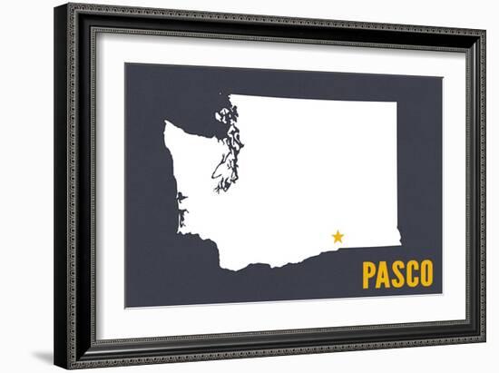 Pasco, Washington - Home State - White on Gray-Lantern Press-Framed Art Print