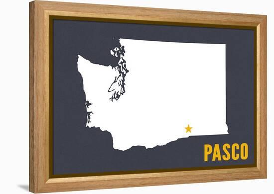 Pasco, Washington - Home State - White on Gray-Lantern Press-Framed Stretched Canvas