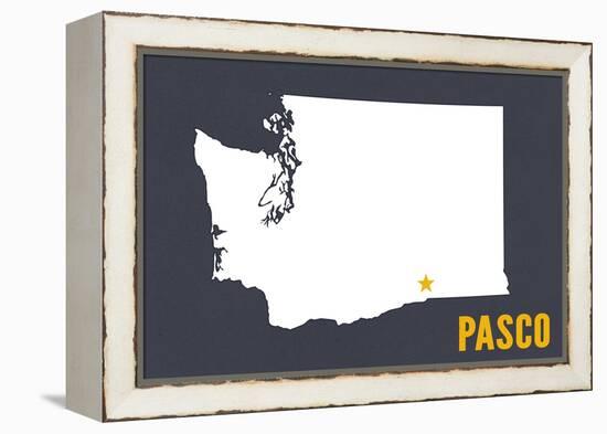 Pasco, Washington - Home State - White on Gray-Lantern Press-Framed Stretched Canvas