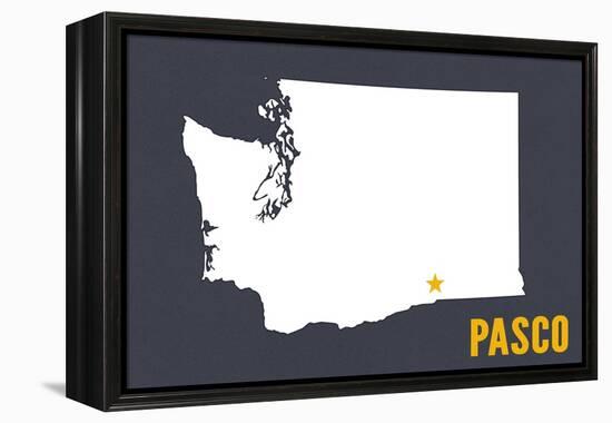 Pasco, Washington - Home State - White on Gray-Lantern Press-Framed Stretched Canvas