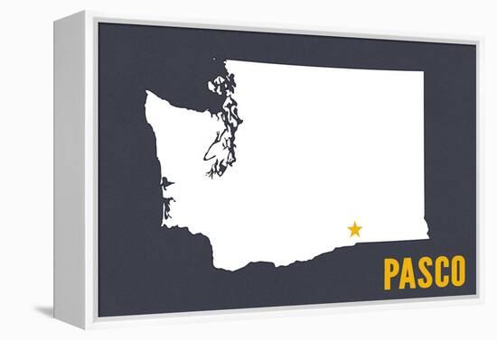 Pasco, Washington - Home State - White on Gray-Lantern Press-Framed Stretched Canvas