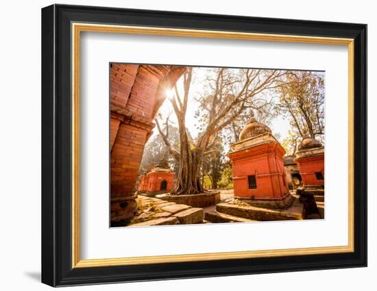 Pashupati Temple tombs, Kathmandu, Nepal, Asia-Laura Grier-Framed Photographic Print