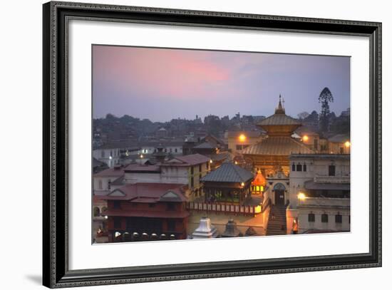 Pashupatinath Temple at Dusk, UNESCO World Heritage Site, Kathmandu, Nepal, Asia-Ian Trower-Framed Photographic Print