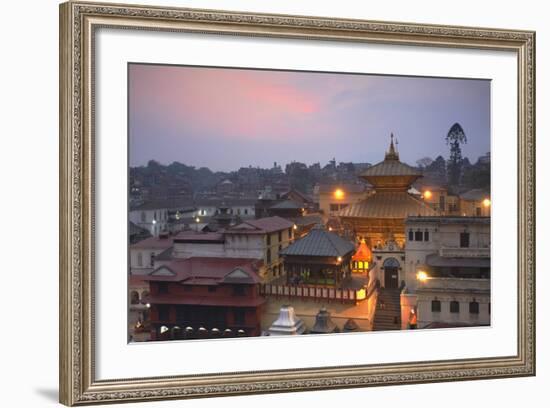 Pashupatinath Temple at Dusk, UNESCO World Heritage Site, Kathmandu, Nepal, Asia-Ian Trower-Framed Photographic Print