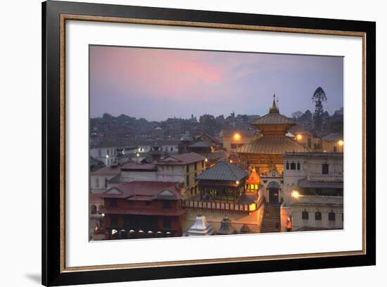 Pashupatinath Temple at Dusk, UNESCO World Heritage Site, Kathmandu, Nepal, Asia-Ian Trower-Framed Photographic Print