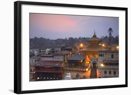 Pashupatinath Temple at Dusk, UNESCO World Heritage Site, Kathmandu, Nepal, Asia-Ian Trower-Framed Photographic Print