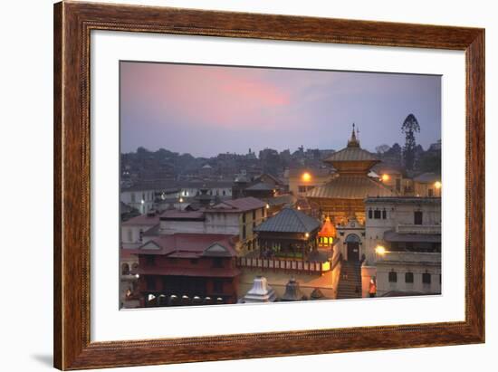 Pashupatinath Temple at Dusk, UNESCO World Heritage Site, Kathmandu, Nepal, Asia-Ian Trower-Framed Photographic Print