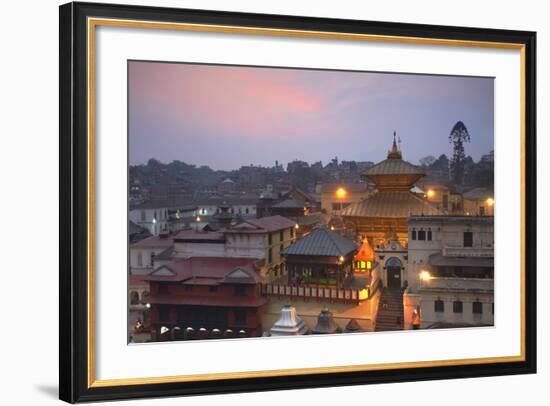 Pashupatinath Temple at Dusk, UNESCO World Heritage Site, Kathmandu, Nepal, Asia-Ian Trower-Framed Photographic Print