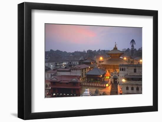 Pashupatinath Temple at Dusk, UNESCO World Heritage Site, Kathmandu, Nepal, Asia-Ian Trower-Framed Photographic Print