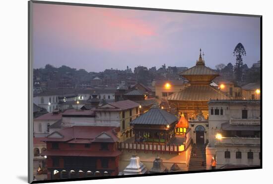 Pashupatinath Temple at Dusk, UNESCO World Heritage Site, Kathmandu, Nepal, Asia-Ian Trower-Mounted Photographic Print