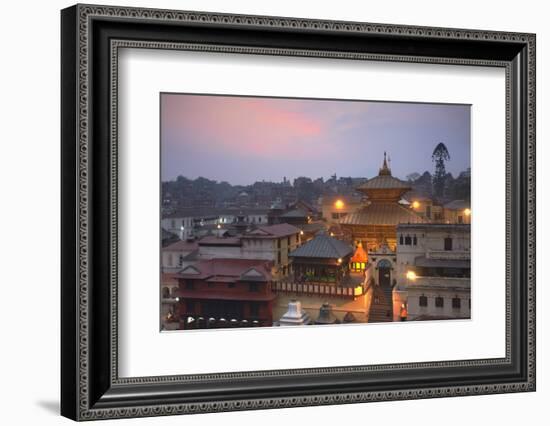 Pashupatinath Temple at Dusk, UNESCO World Heritage Site, Kathmandu, Nepal, Asia-Ian Trower-Framed Photographic Print