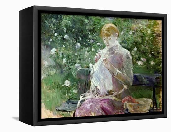 Pasie Sewing in Bougival's Garden, 1881-Berthe Morisot-Framed Premier Image Canvas
