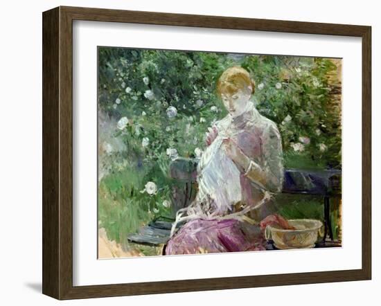 Pasie Sewing in Bougival's Garden, 1881-Berthe Morisot-Framed Giclee Print