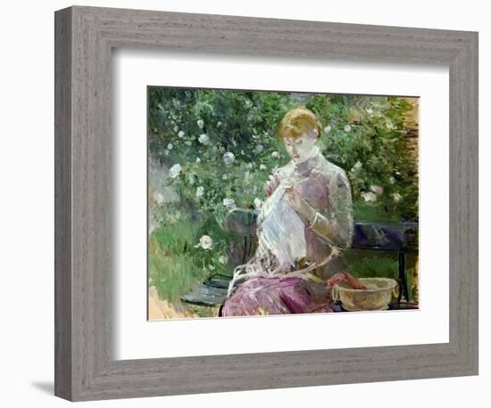 Pasie Sewing in Bougival's Garden, 1881-Berthe Morisot-Framed Giclee Print