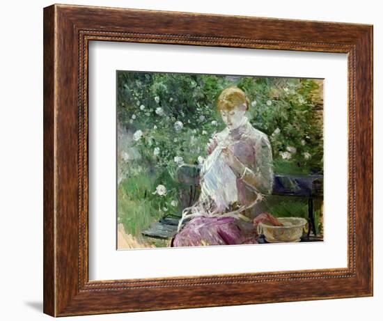 Pasie Sewing in Bougival's Garden, 1881-Berthe Morisot-Framed Giclee Print