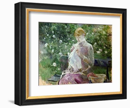 Pasie Sewing in Bougival's Garden, 1881-Berthe Morisot-Framed Giclee Print