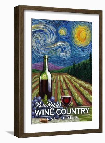 Paso Robles Wine Country, California - Vineyard - Starry Night - Lantern Press Artwork-Lantern Press-Framed Art Print