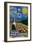 Paso Robles Wine Country, California - Vineyard - Starry Night - Lantern Press Artwork-Lantern Press-Framed Art Print