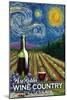 Paso Robles Wine Country, California - Vineyard - Starry Night - Lantern Press Artwork-Lantern Press-Mounted Art Print