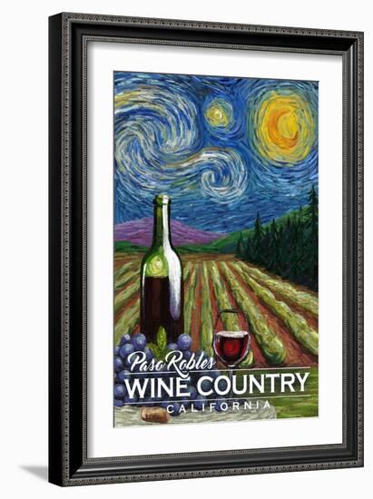 Paso Robles Wine Country, California - Vineyard - Starry Night - Lantern Press Artwork-Lantern Press-Framed Art Print