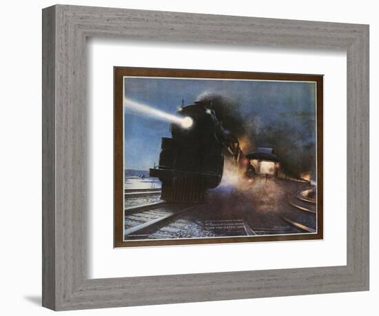 Pass in the Night, the Twentieth Century Limited of the New York Central Lines Poster-W.H. Foster-Framed Giclee Print