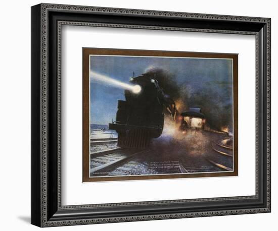 Pass in the Night, the Twentieth Century Limited of the New York Central Lines Poster-W.H. Foster-Framed Giclee Print