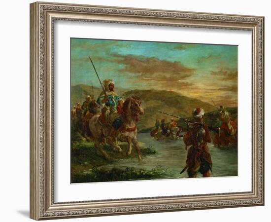 Passage d'un gue au Maroc-Fording a river in Morocco. Canvas, 60 x 75 cm, 1858 R. F.1987.-Eugene Delacroix-Framed Giclee Print