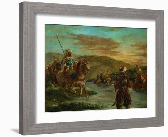 Passage d'un gue au Maroc-Fording a river in Morocco. Canvas, 60 x 75 cm, 1858 R. F.1987.-Eugene Delacroix-Framed Giclee Print