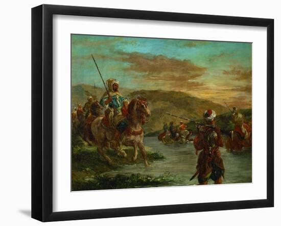 Passage d'un gue au Maroc-Fording a river in Morocco. Canvas, 60 x 75 cm, 1858 R. F.1987.-Eugene Delacroix-Framed Giclee Print