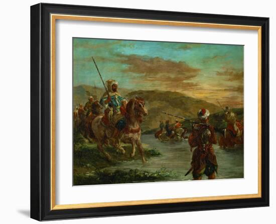 Passage d'un gue au Maroc-Fording a river in Morocco. Canvas, 60 x 75 cm, 1858 R. F.1987.-Eugene Delacroix-Framed Giclee Print