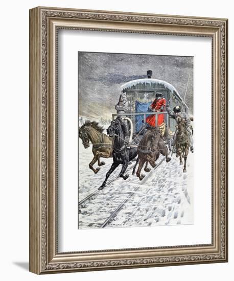 Passage of the Military Coaches on Lake Baikal, Siberia, Russia, 20th Century-null-Framed Giclee Print