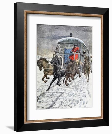 Passage of the Military Coaches on Lake Baikal, Siberia, Russia, 20th Century-null-Framed Giclee Print