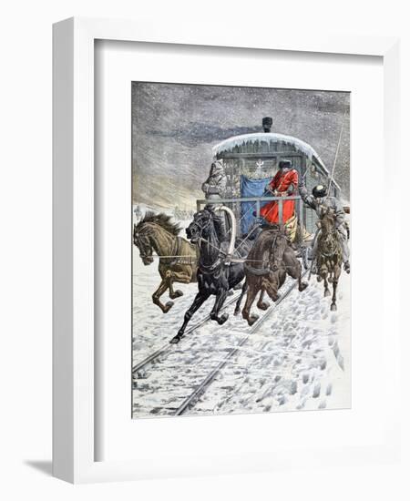 Passage of the Military Coaches on Lake Baikal, Siberia, Russia, 20th Century-null-Framed Giclee Print